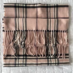 Fraas Cashmink Pink & Black Plaid Acrylic Rectangle Scarf with Fringe OS